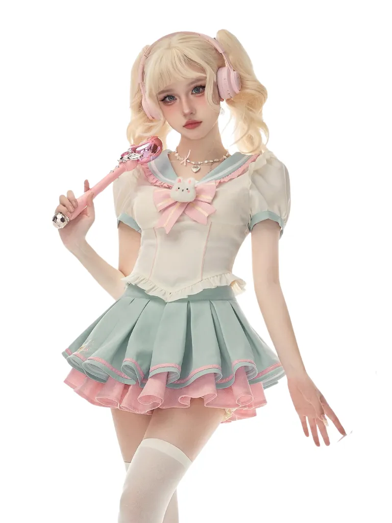 Sailor Shirt Collar Ice   Rabbit Water Skirt