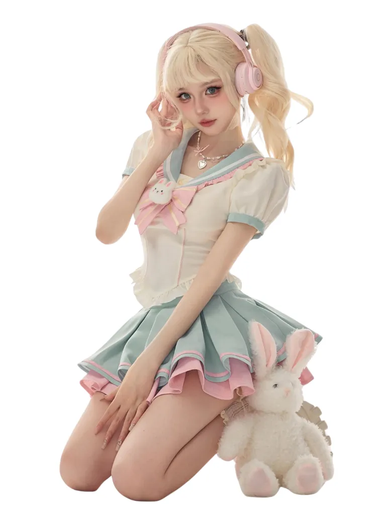 Sailor Shirt Collar Ice   Rabbit Water Skirt