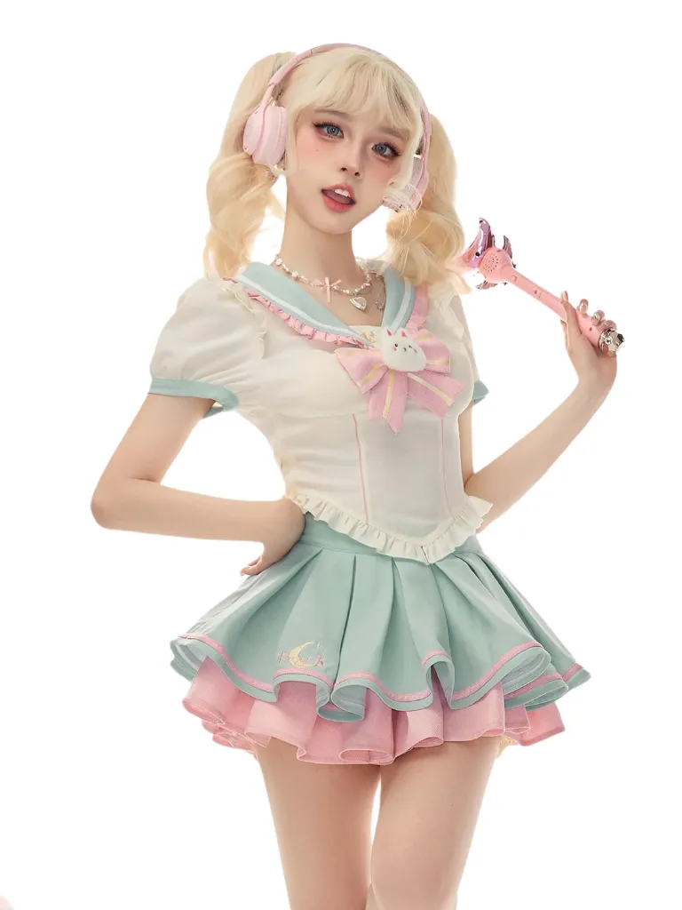 Sailor Shirt Collar Ice   Rabbit Water Skirt