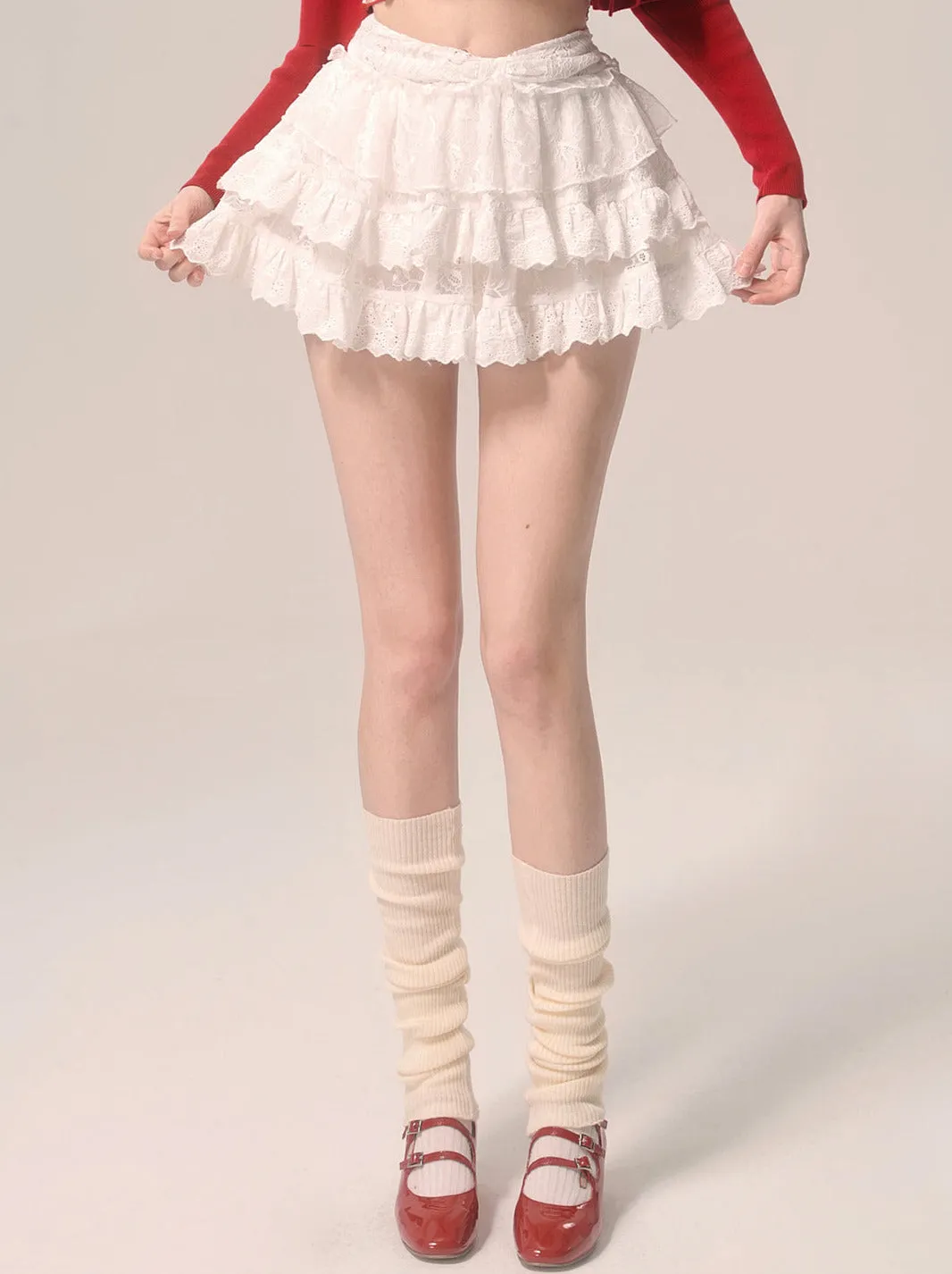 Style Skirt Ballet Lace Cake White