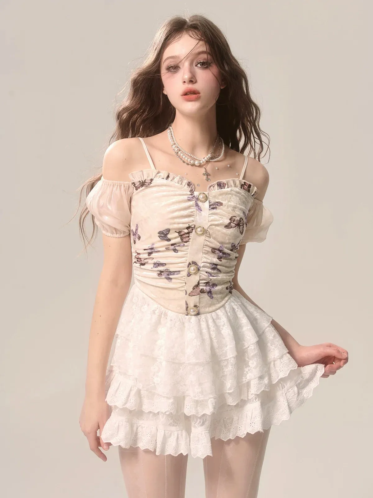 Style Skirt Ballet Lace Cake White