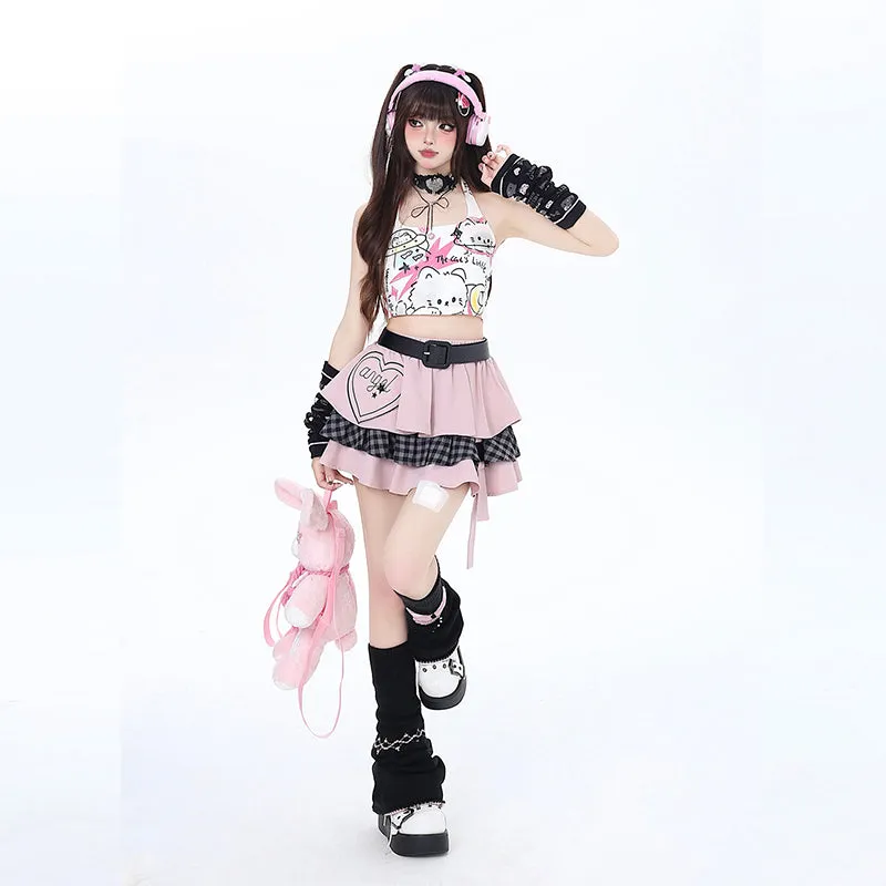 Summer Sweet Cool Girly Style Cake Skirt with Belt