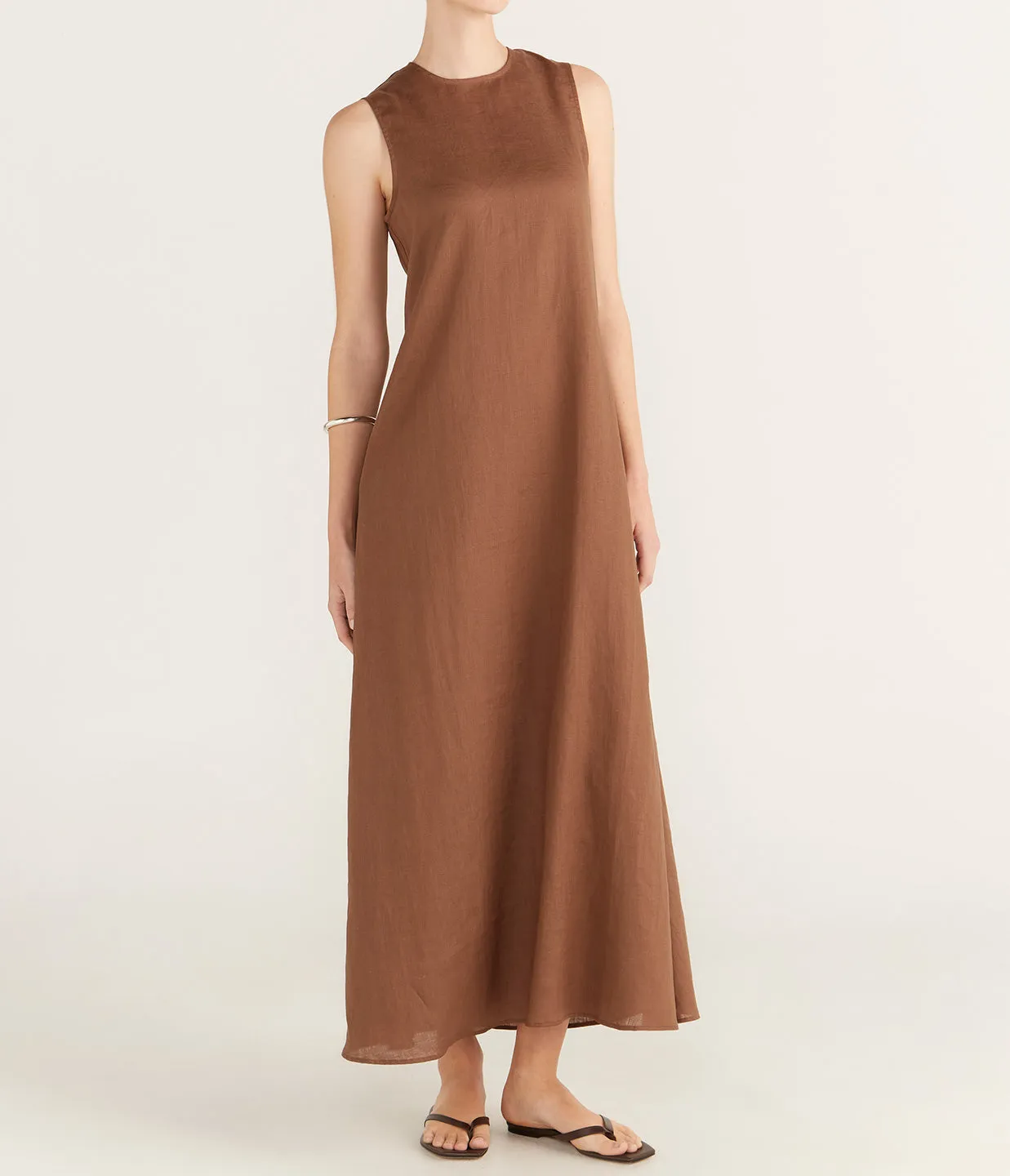 Talin Linen Dress in Sepia