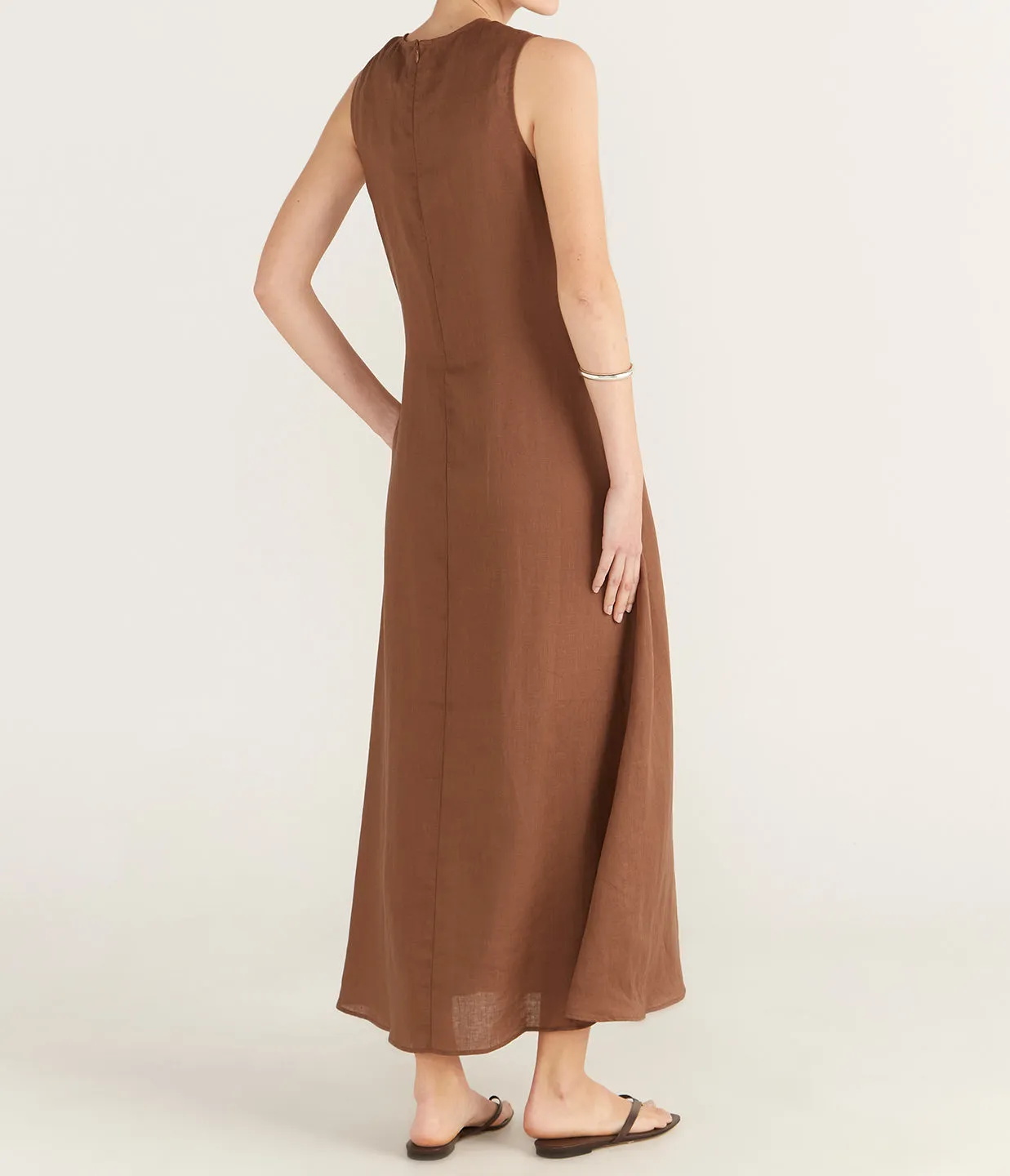 Talin Linen Dress in Sepia
