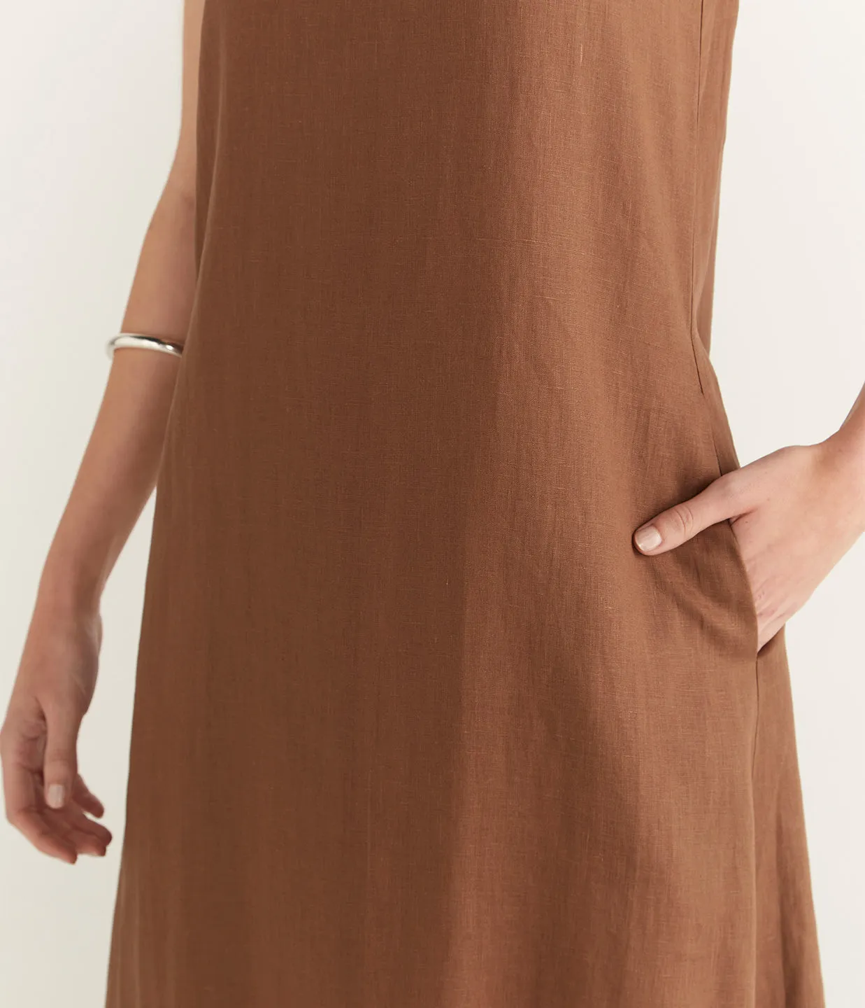Talin Linen Dress in Sepia