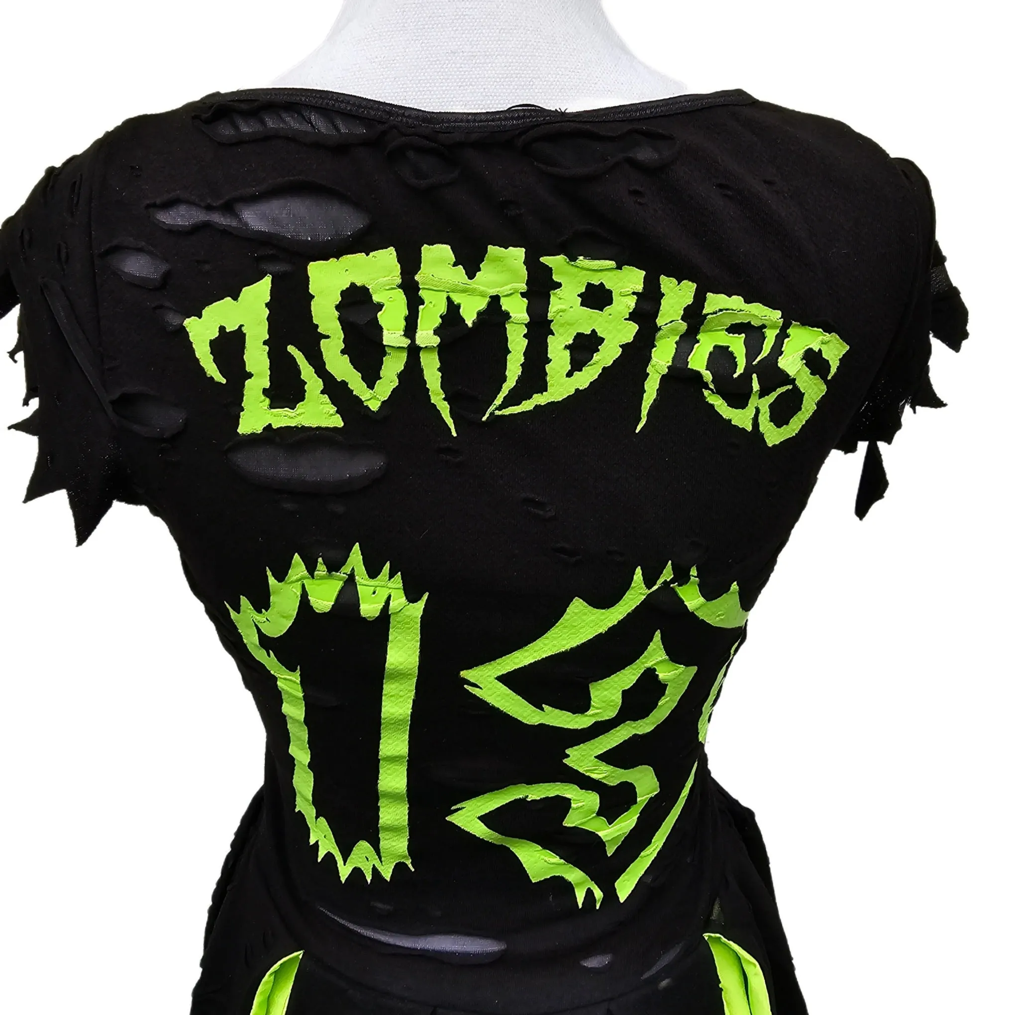 Trickz N Treatz Distressed Z-O-M-B-I-E Cheerleader Costume | Gothic Halloween Look