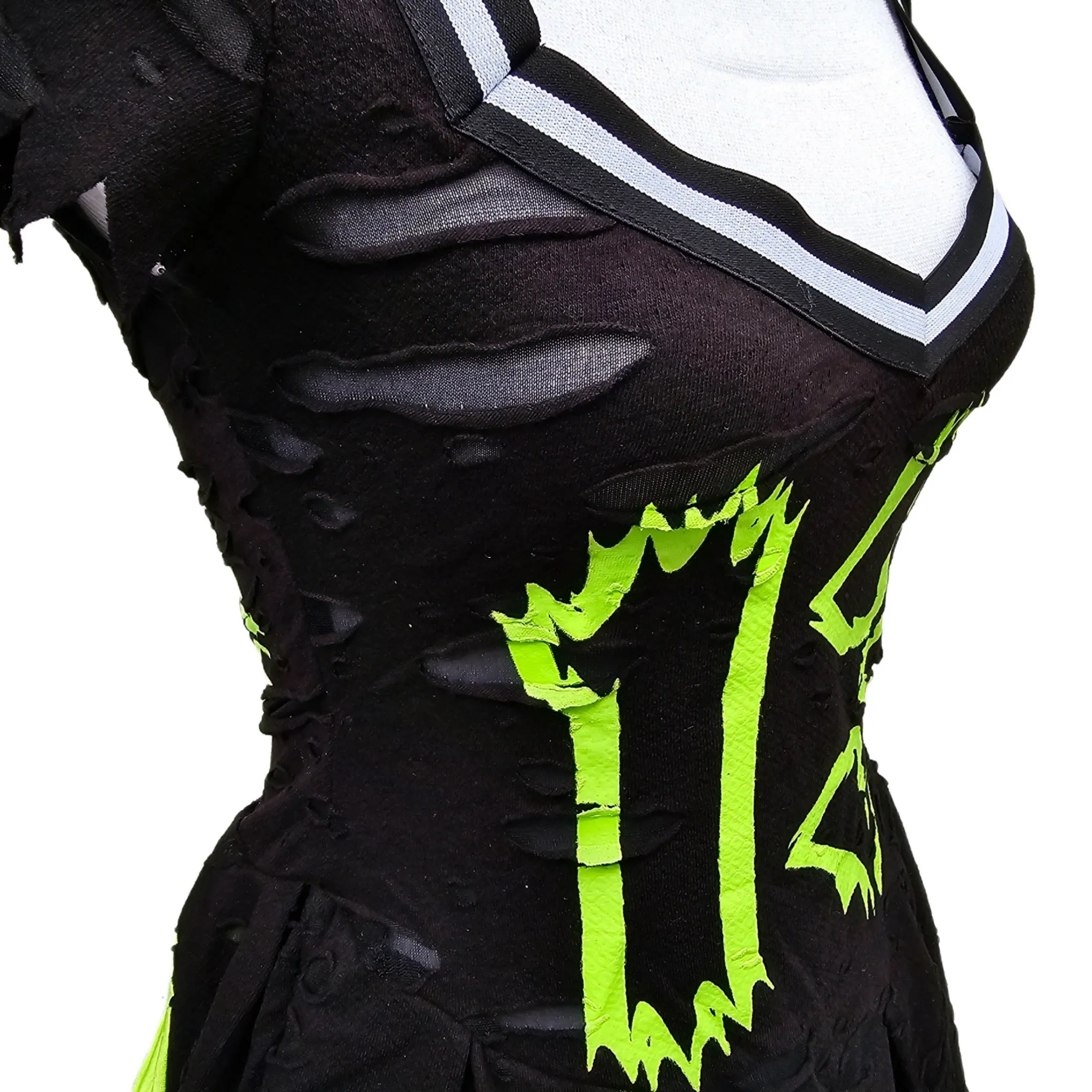 Trickz N Treatz Distressed Z-O-M-B-I-E Cheerleader Costume | Gothic Halloween Look