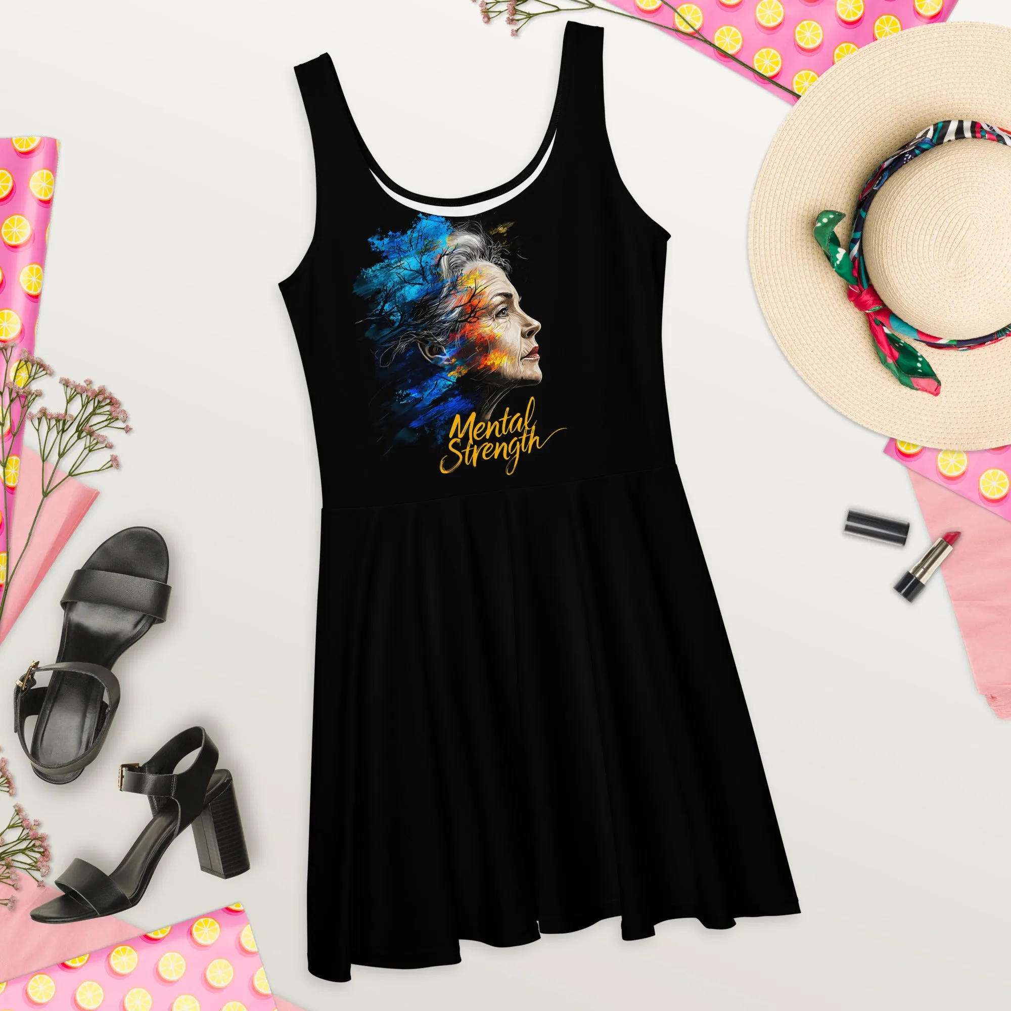 Unshakable Grace: The Art of Mental Strength Skater Dress