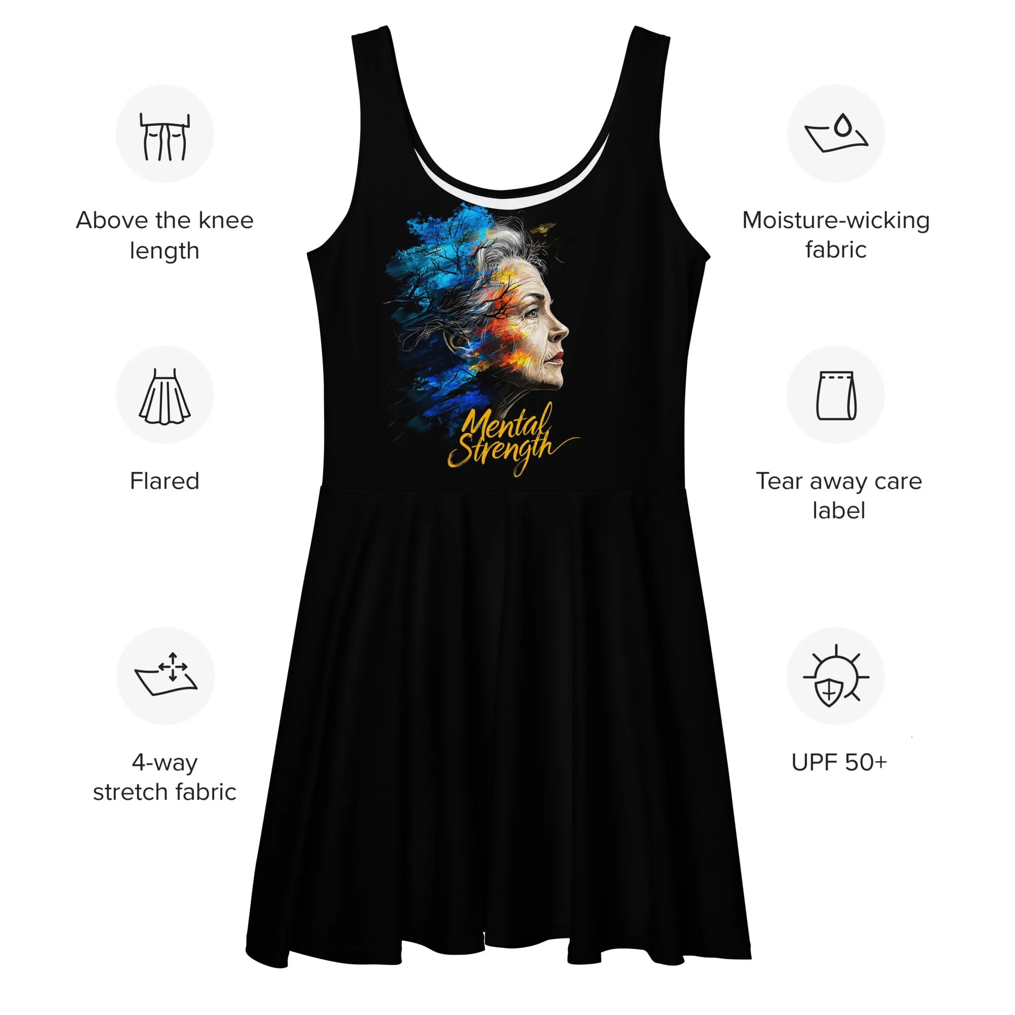 Unshakable Grace: The Art of Mental Strength Skater Dress