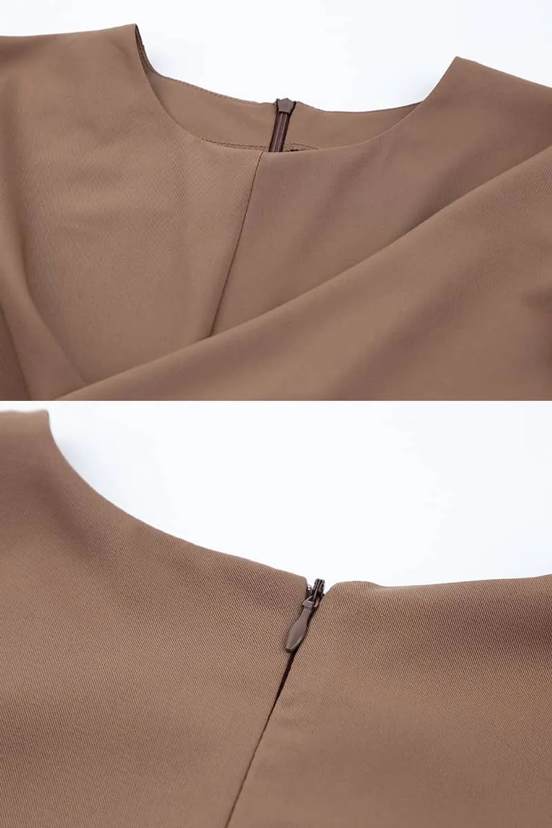 Women's round neck waist long sleeve dress